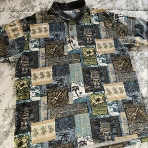 Boca Classic XL / Aztec /Hawaiian 🌺Vibes Wood Buttons / Vintage Clean Condition